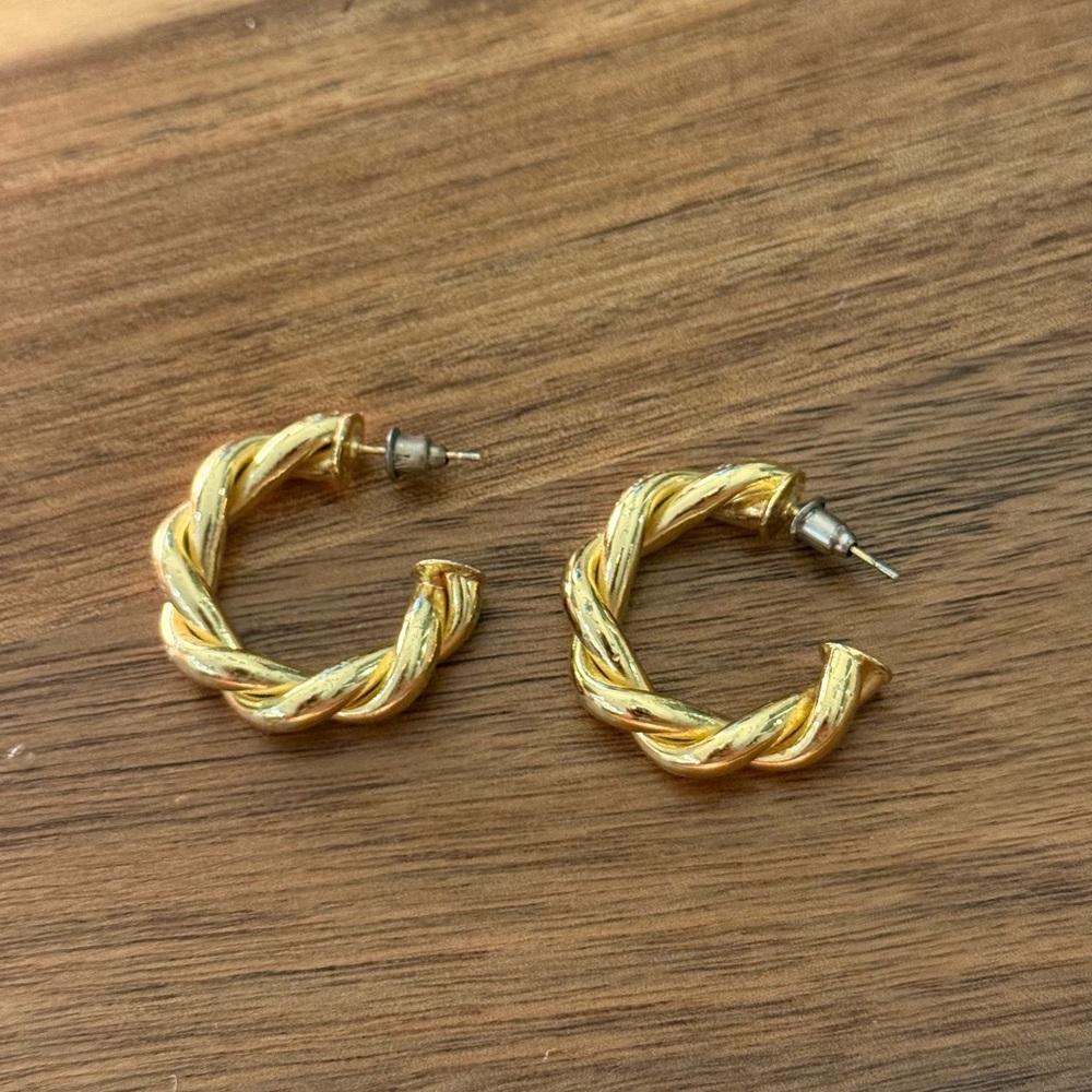 Gold Twisted Hoop Earrings